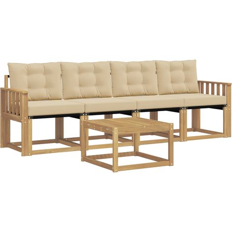 Outdoor Sofa Set 5 pcs White and Beige vidaXL (1/5)