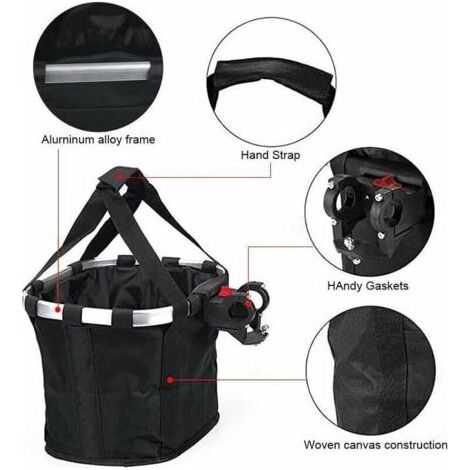 Panier à vélo pour chien pliable – Capacité 5 kg – Montage rapide sans outils – Compatible guidons de vélo – Construction en toile tissée (1/5)