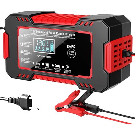 Cargador de baterías, tecnología de reparación por pulsos, pantalla LCD, 12V 6A (1/2)
