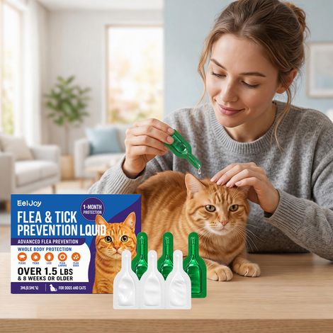 Traitement anti-puces et anti-tiques pour animaux de compagnie, doux pour les chats et les chiens, protection externe portable -- 3 ml x 0,5 ml x 6 -- AKRACING (1/5)