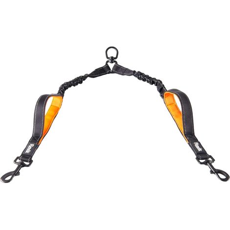 1 laisse double pour chiens, réfléchissante, flexible avec extension 50 cm, néoprène souple, mousqueton 360°, pour 2 chiens de taille moyenne à grande (1/5)