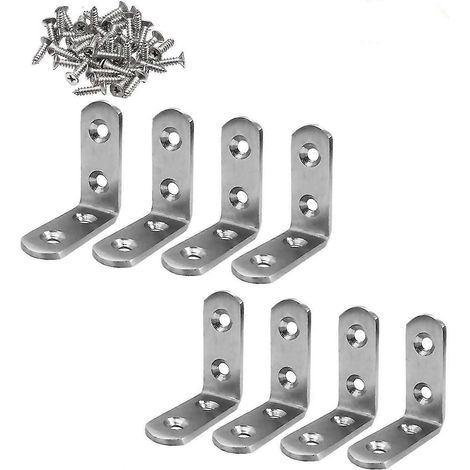 Équerres à angle droit : lot de 8 équerres en acier inoxydable en forme de L à 90° de 50 mm x 50 mm (1/5)