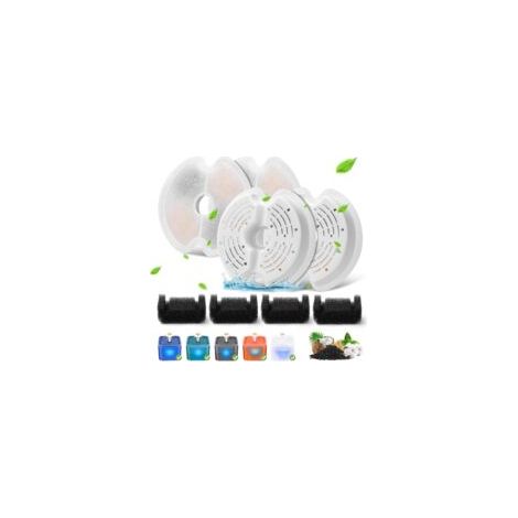 4er-Pack Ersatzfilter für 2-Liter-Katzentrinkbrunnen – Aktivkohle und Schaumstoff – LED-Nachtlicht