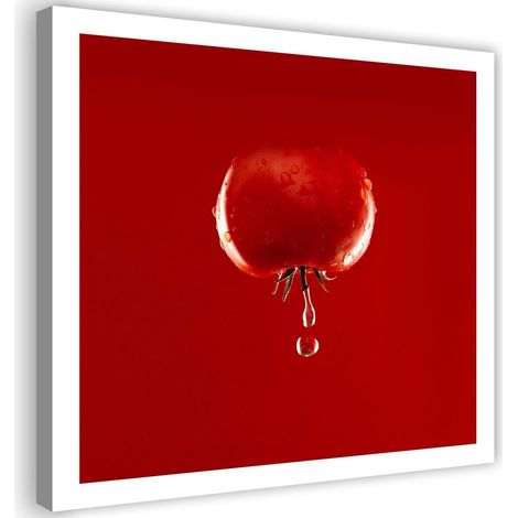 Stampa su tela, Pomodoro e gocce d'acqua - colore - 30x30 (1/4)