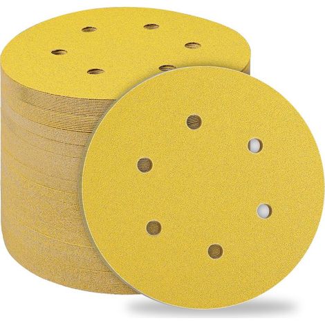 Disques Abrasifs 150mm,50 Pièces Abrasifs de Ponçage Ponceuse tampons ponçage ronds 6 trous Grain 80 pour Poncer Polir Dérouiller pour Ponceuse (1/5)