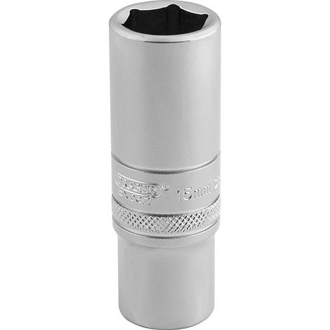 Draper 15mm 3/8" Square Drive 6-Point Deep Socket in Micro Satin Chrome Finish (1/5)
