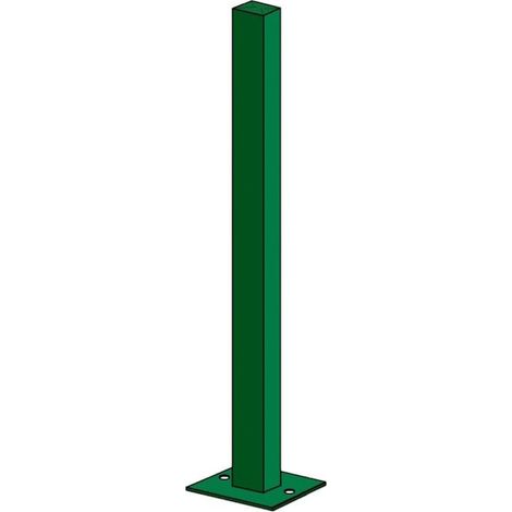 1 PZ Palo quadro plastificato 60x40 con staffa fissaggio a pavimento per recinzione modulare a pannello - H208 cm - ALTEZZA PALO: 158 cm