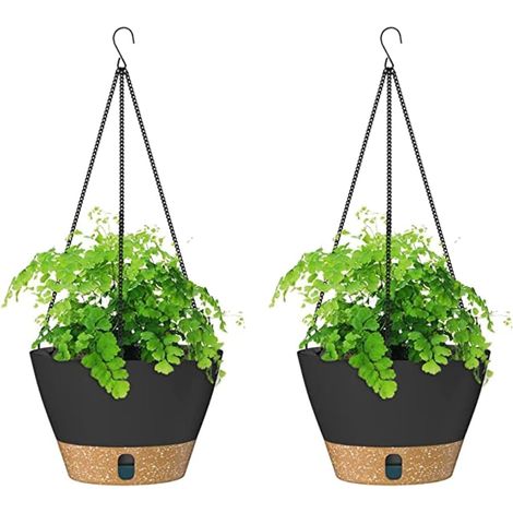 Planteurs Suspendus, 2pcs Auto-arrosage des Pots Suspendus, paniers Suspendus extérieurs intérieurs, Pot de Fleurs Suspendu en Plastique pour décoration de Jardin à la Maison
