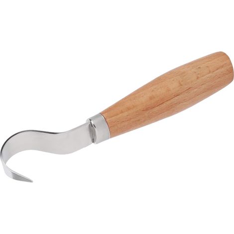 1 - Couteau Crochet - Outil Sculpture Bois - Conçu Droitier - Pour Cuillères Et Bols - Usage Débutant Et Pro - Acier - 20cm
