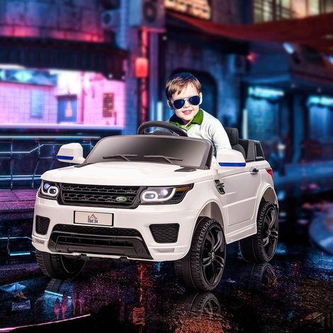 Elektrofahrzeug-SUV für Kinder von 3–6 Jahren, 12-V-Batterieladegerät mit 2 Motoren, Fernbedienung, 110 x 68 x 52 cm, Weiß