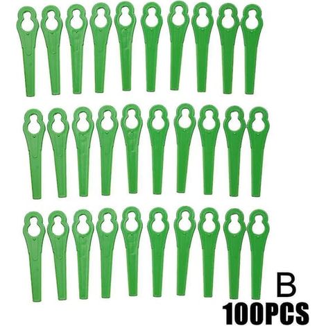 Lot de 100 lames de rechange vertes en plastique pour débroussailleuses et tondeuses à gazon Einhell - couleur (1/5)