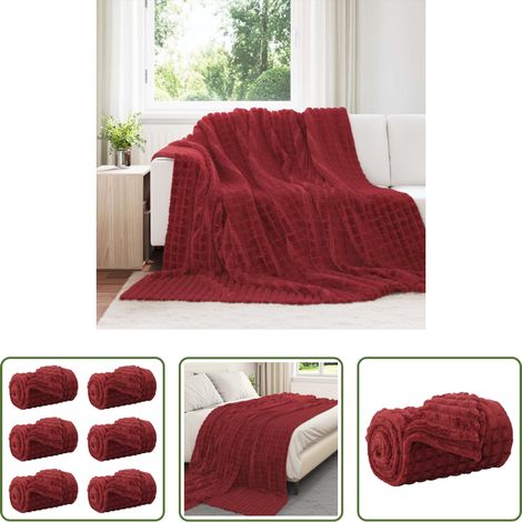 Couverture de chambre - Couvertures à jeter 6 pcs Rouge Bordeaux 240 x 220 cm Toison (1/5)