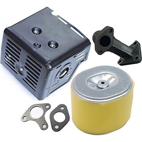 Auspuffschalldämpfer mit Endrohr und Luftfilter, kompatibel mit Honda 11 PS 13 PS GX340 GX390 Motoren