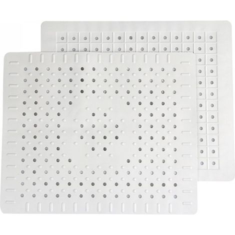 Tapis d'évier de cuisine, ensemble de deux tapis d'évier en silicone, tapis d'égouttage, matériau PVC, 31 x 26 cm, convient aux bacs d'égouttage de cuisine, blanc. (1/5)