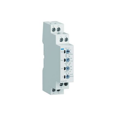Relais de contrôle tension et phase 1P+N/3P(N) 1 contact inverseur HAGER EUM100 (1/3)