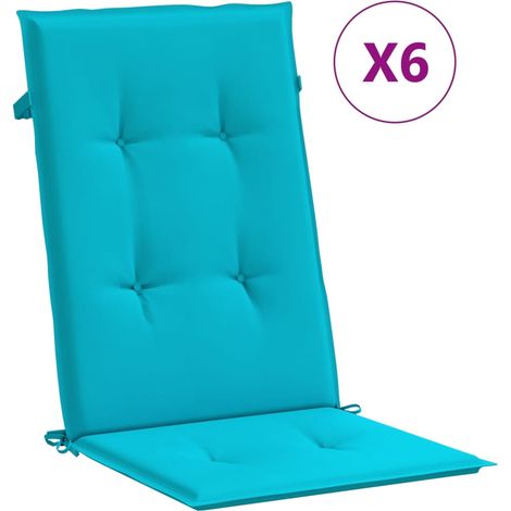 Coussins de chaise à dossier haut lot de 6 turquoise tissu (1/5)