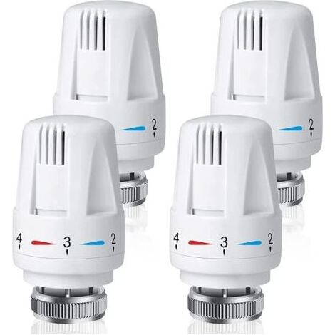 ALLIANDISLot De 4 Vanne Thermostatique Radiateur, CJBIN Tête Thermostatique Radiateur M30 x 1,5, Robinet Thermostatique Radiateur pour La Maison Et Le Bureau, Remplacement de Thermostat de Radiateur (1/5)