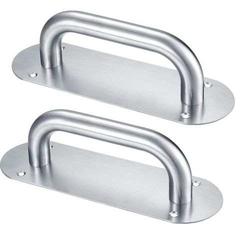 2 Pcs Poignée de Porte Coulissante,Poignées de Porte à Pousser en Acier Inoxydable,Traction de Poignée d'Armoire avec Plaque Arrière pour les Portes de Grange Placard Jardin(200x 65mm/Oval) (1/5)