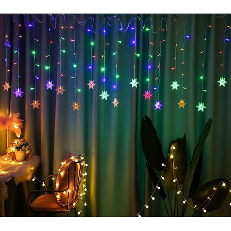 Guirlande Lumineuse Rideau Flocons De Neige - 96 LED - 3,5 M - Alimentation Secteur - Usage Intérieur Et Extérieur - IP44 - 8 Modes - 1 Pièce (1/5)