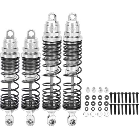 4 Amortisseurs Métalliques RC Avant/Arrière pour TRAXXAS SLASH 1/10 Voitures Radiocommandées Argent (1/5)