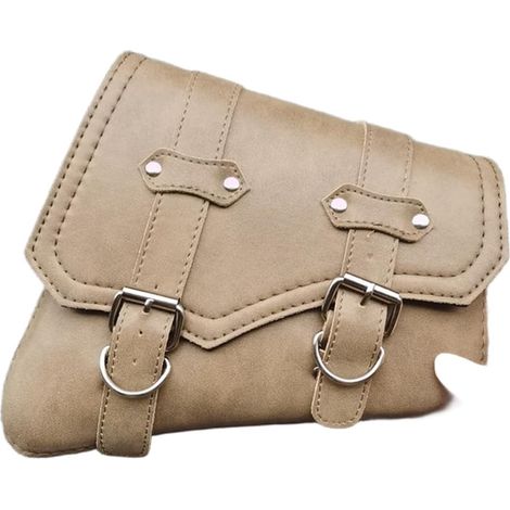 Heavy-duty triangular motorcycle storage bag - Secure fastening strap - 28 x 24 x 14 cm - Beige (right)