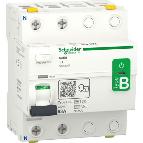 Interrupteur Acti9 2P 63A 30mA B SI - protection et sécurité électriques. (1/2)