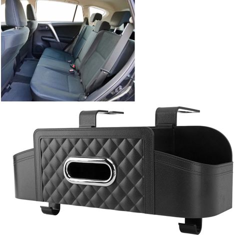 [Organiser pour siège auto] Modèle Universel Multifonctionnel Grands capacité de rangement Boîte à tissu noir pour voyages quotidiens plastique 4 barres fixation (1/5)