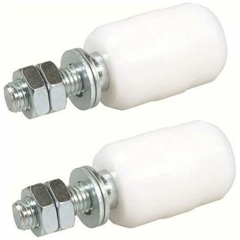 Galets de guidage supérieurs en nylon pour portes coulissantes – Lot de 2 rouleaux 40 x 60 mm – Fixation par tige filetée – Résistants à la rouille (1/5)