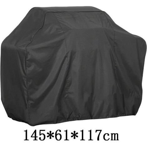 Barbecue-Zubehör, wasserdichte schwarze Schutzhülle für Grills, robustes BBQ-Zubehör, Grillabdeckung - 145x61x117 cm