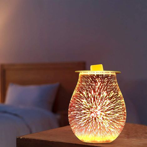 Fondre de Cire de Brûleur à Mazout électrique avec Lumière, Lampe daromathérapie 3D, brûleur de Fonte de Cire, Brûleur à Huile de Parfum de Fondoir de Réchaud en Verre pour la décoration intérieure (1/5)