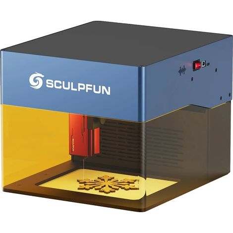 Graveur Laser Découpeur, Haute Précision avec Filtre à Fumée, Alarme de Température, SCULPFUN iCube Pro 5W, UE (1/2)