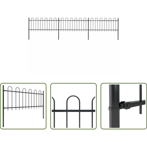 Clôture décorative - Clôture de jardin avec arceau en acier 537 x 80 cm Noir (1/5)
