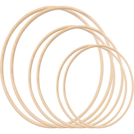 6 Pièces 3 Tailles (20/25/33 cm) Floraux Anneaux de Couronne Bambou Cerceau Bois en Macramé pour Attrape-rêves, Décor de Mariage et Décoration Murale (1/5)