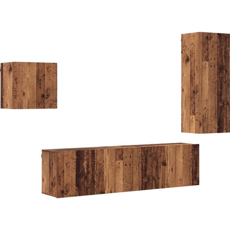 Maison Exclusive - Mueble de TV 4 pcs Madera envejecida Madera de