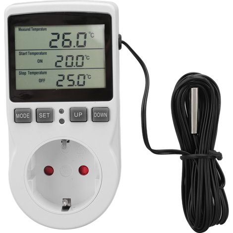 Thermostat numérique avec sonde intégrée, prise EU multifonction 100‑250V, régulateur de température programmable (1/5)