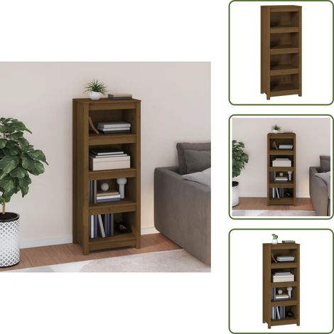 Bücherregal Honigbraun 50x35x125,5 cm Massivholz Kiefer - Holzregal - Buche - Bücherregal Massiv - Regal Wohnzimmer - Bücherregal Design (1/5)