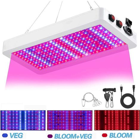 Lampade LED per coltivazione indoor 1000/216 LED a spettro completo per ortaggi e fiori, con termometro a stringa Daisy p-Crezuo