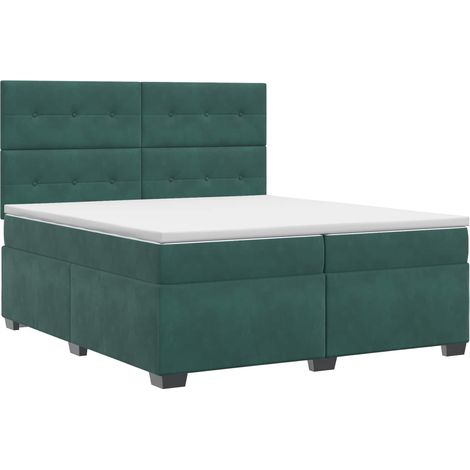 Maison Exclusive - Letto box spring con materasso Verde Scuro 200 x 200 cm Velluto (1/5)