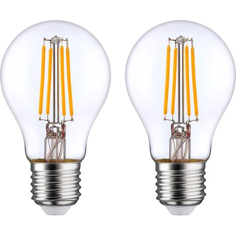 Confezione da 2 lampadine a filamento LED standard E27 da 8W equivalenti a 60W 806lm 2700K 25000H 7hSevenOn Premium