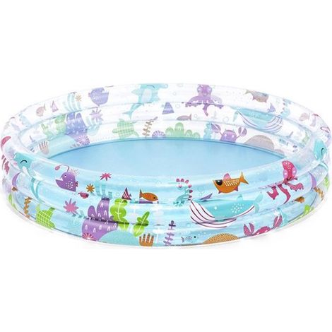 Piscina gonfiabile per bambini, rotonda, diametro 152 cm, altezza 30 cm, con stampa di creature marine, adatta a bambini dai 2 anni in su. (1/4)