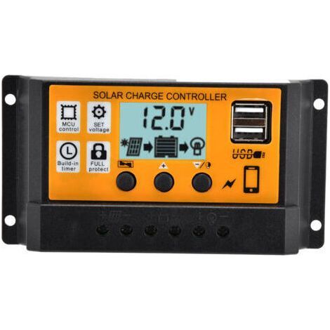Smart Solar Panel Charge Controller, Dual USB, 3-Level PWM Charging Regulator, 12V/24V, 30A (1/5)