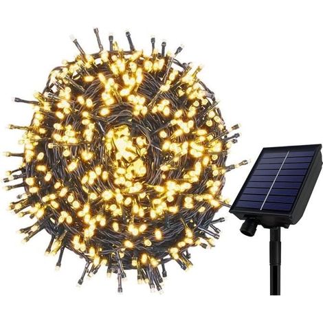 100 m guirlande lumineuse solaire, blanc chaud, étanche IP44, 800 LED, décoration extérieure et intérieure