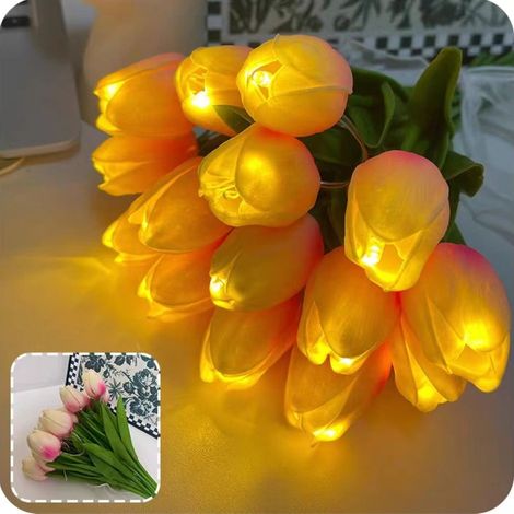 Luminaire Led Fleurs Artificielles - Décoration Chambre à Coucher - Veilleuse Créative pour Chevet - Lot de 10 Pièces (1/5)