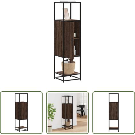 Holzwerkstoff - Highboard Braun Eichen-Optik 35,5x35x139cm Holzwerkstoff Metall (1/5)