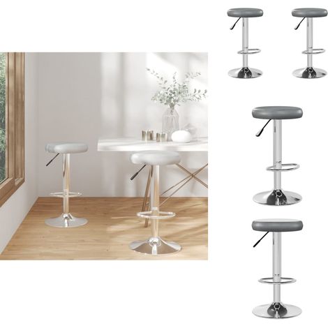Tabourets de bar lot de 2 gris similicuir - Tabouret De Bar - Tabourets De Comptoir - Chaises De Bar - Siège Ajustable - Repose-pieds Intégré (1/5)