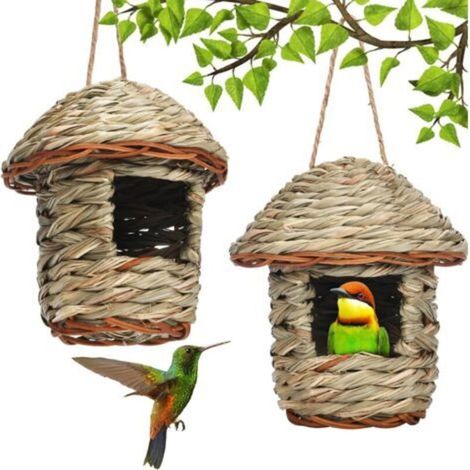 Handmade Bird Nest, Bird Houses, Grass Bird Hat, Hand Woven Birdhouse, House for Nature Birds (1/5)