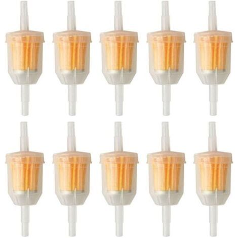 Set mit 10 Kraftstofffiltern zum Einstecken, 6 mm/8 mm, Universal-Kraftstofffilter, Inline-Filterrohr für Motorrad, Roller, Generator, Rasenmäher. (1/4)