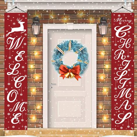Weihnachtsbanner – Weihnachts-Türbanner, 180 x 30 cm, zum Aufhängen, Believe Merry Christmas, Tür, Veranda, Schild für drinnen und draußen, Garten, Hof, Party-Dekoration (1/4)