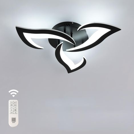 Plafonnier LED Dimmable, Lampe de Plafond Moderne Acrylique 35W 3937LM, 3000K-6500K, Luminaire Plafonnier avec Télécommande pour Chambre Salon, Dia 52cm, Noir (1/5)