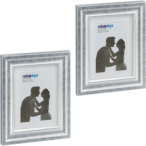 Set di 2 portafoto da appoggio o da appendere 26,5 x 21,5 cm decorazione vintage in plastica nera 130013203